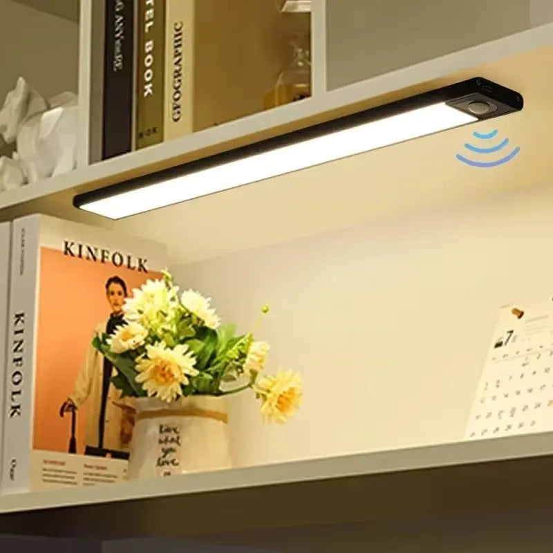 Ultra-Thin LED Cabinet Light Rechargeable Motion Sensor Lights 3 Colors Dimmable Night Lamp for Wardrobe Closet Kitchen Lighting