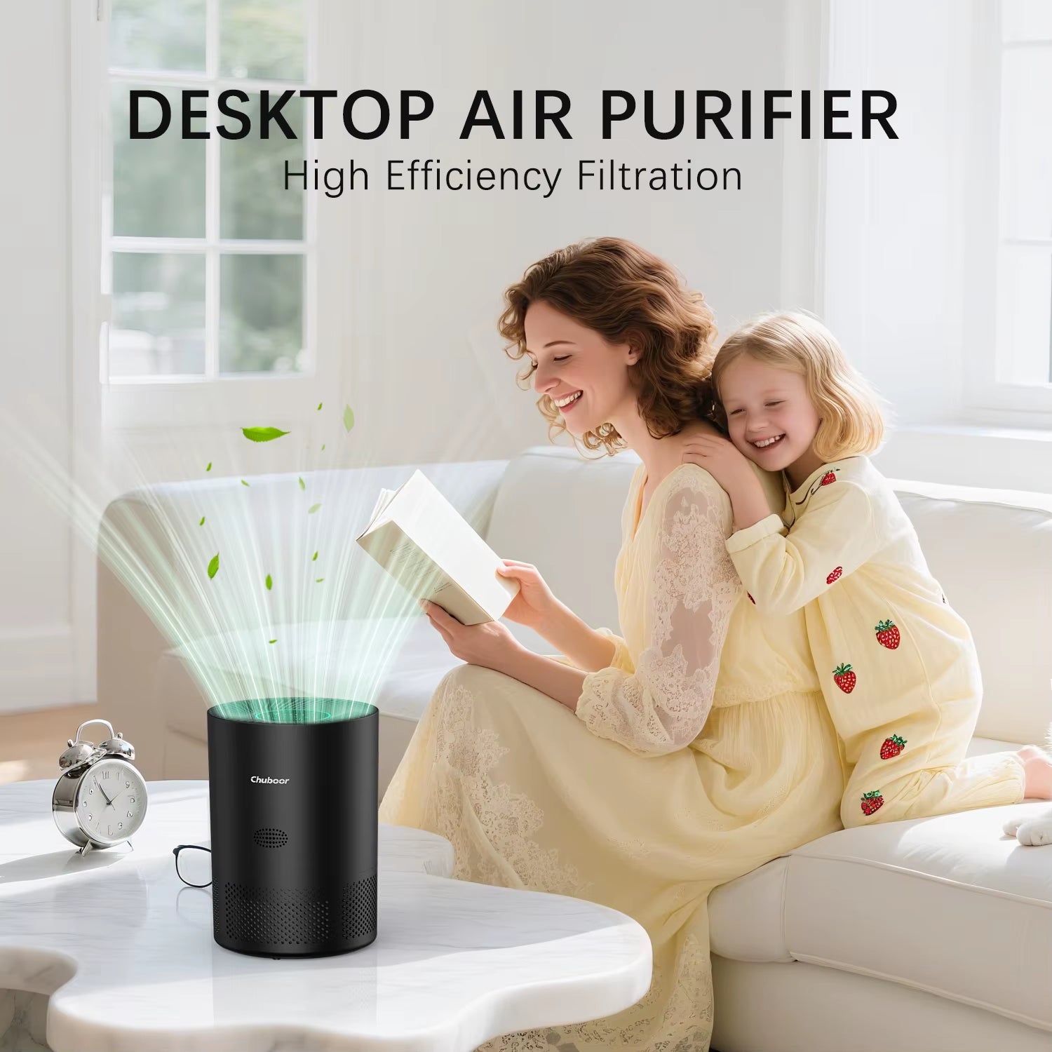 Air Purifier for Home Allergies Pet Hair in Bedroom Covers up to 360 Ft² 3-In-1 Filter with HEPA Remove Dust Smoke Odor