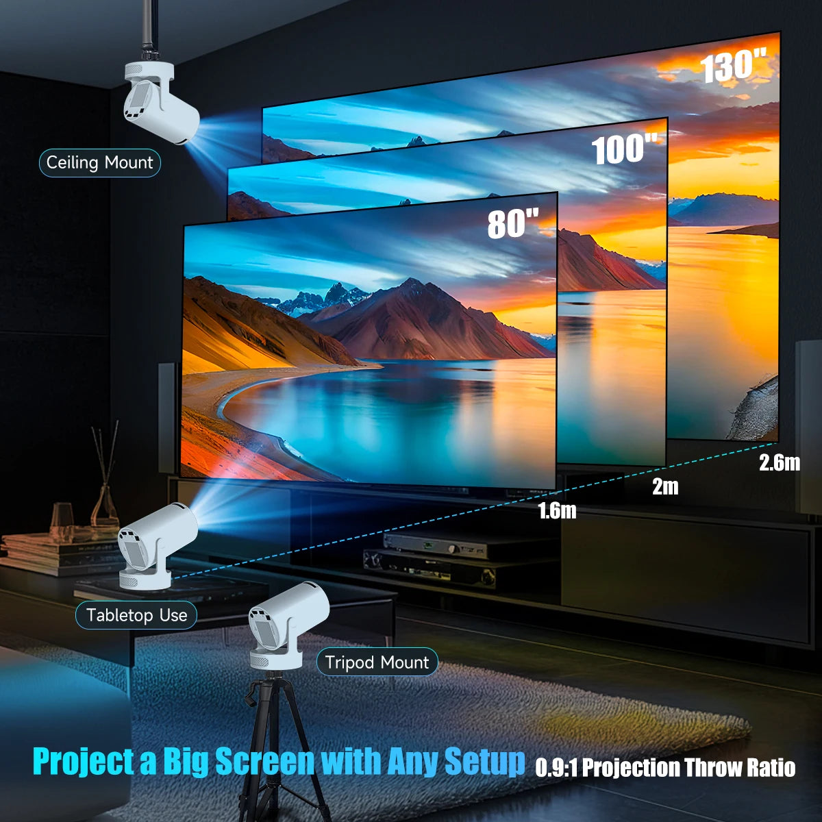 Magcubic HY300Pro+ 8K Projector | 8000 Lumens | Android 14 | WiFi 6 & BT 5.4 | Voice Control + Airmouse | Portable Cinema