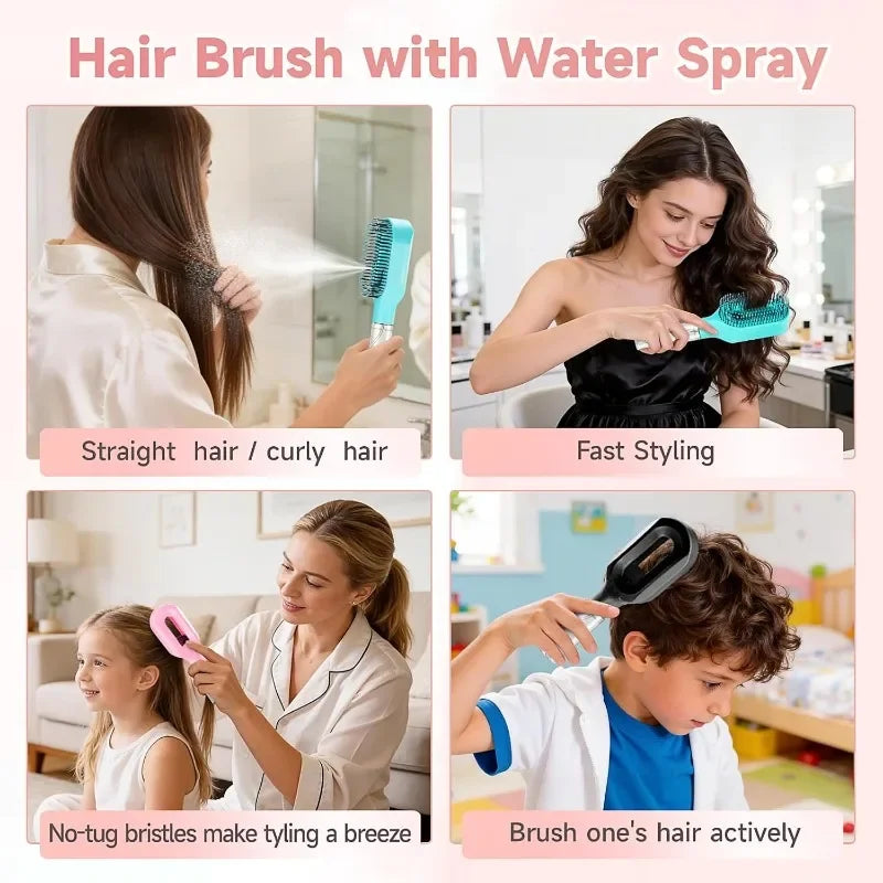 2-in-1 Spray Bottle Hair Comb – Detangling & Styling Mist Brush