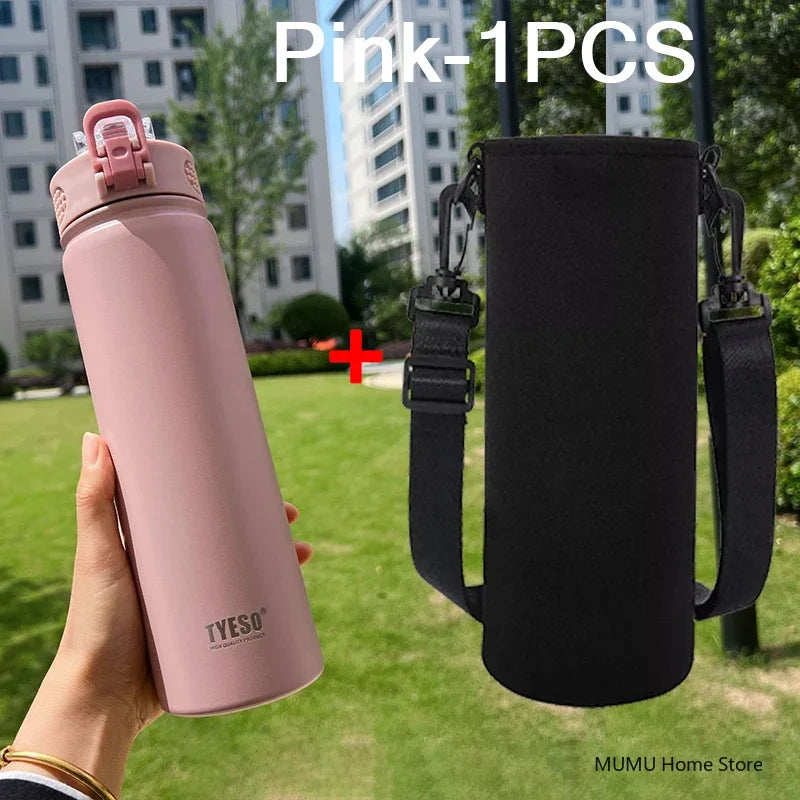 TYESO 600/750ML Thermos Bottle with Straw – Stainless Steel Car Thermal Cup | Sports Water Bottle | Keeps Cold & Hot