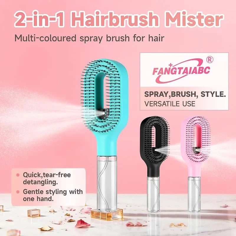 2-in-1 Spray Bottle Hair Comb – Detangling & Styling Mist Brush