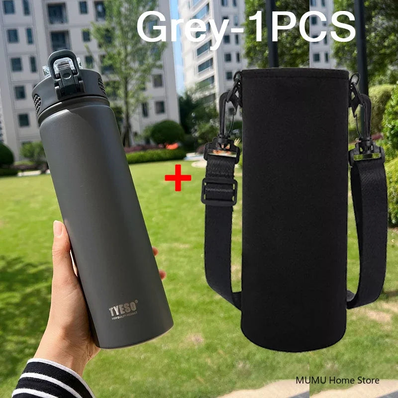 TYESO 600/750ML Thermos Bottle with Straw – Stainless Steel Car Thermal Cup | Sports Water Bottle | Keeps Cold & Hot