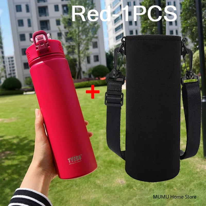 TYESO 600/750ML Thermos Bottle with Straw – Stainless Steel Car Thermal Cup | Sports Water Bottle | Keeps Cold & Hot