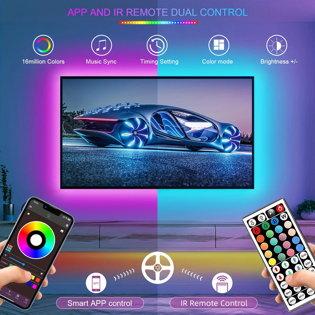 RGB LED Strip Lights 5M–30M | App-Controlled Color Changing Light for Room & Bedroom Decor