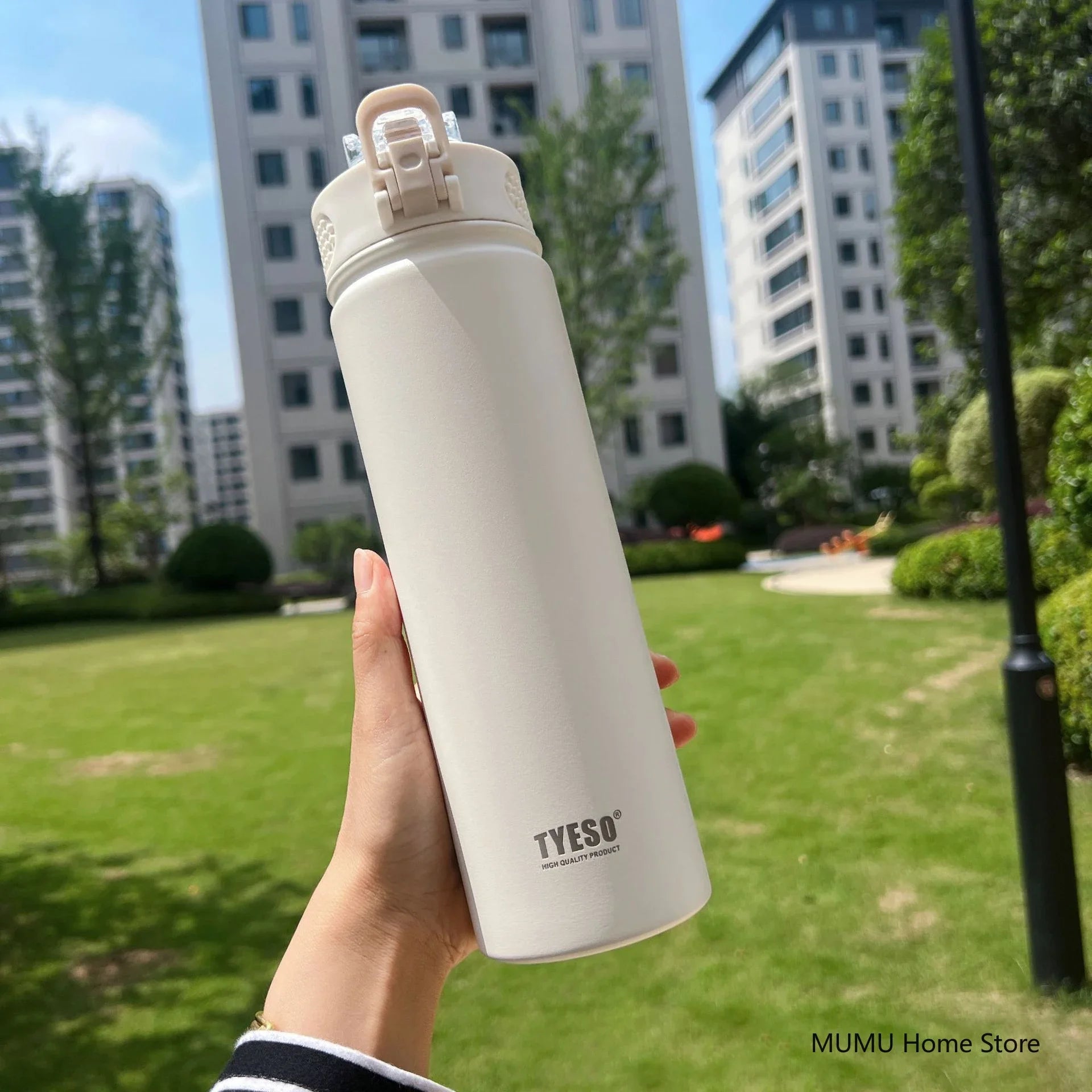 TYESO 600/750ML Thermos Bottle with Straw – Stainless Steel Car Thermal Cup | Sports Water Bottle | Keeps Cold & Hot
