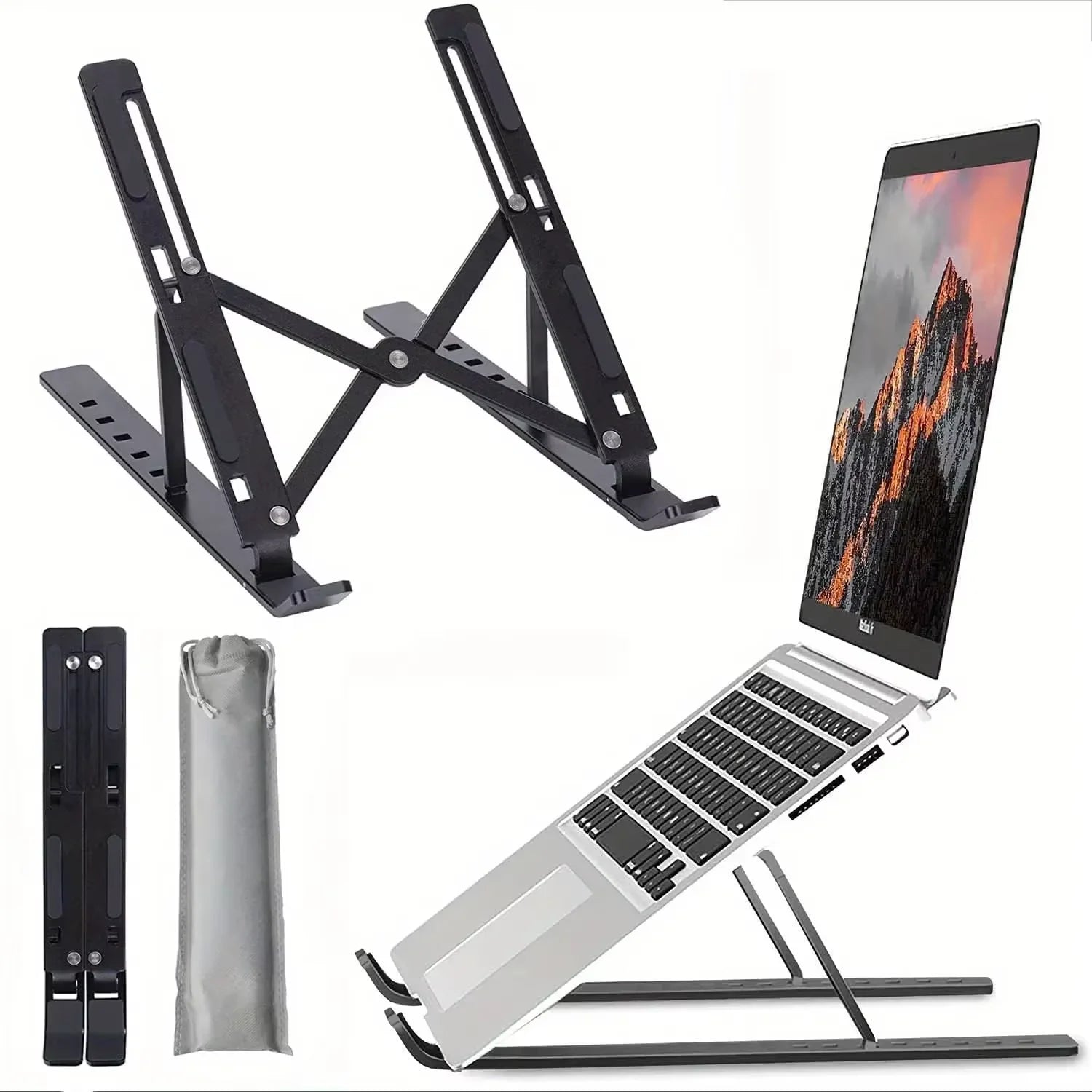 Adjustable Foldable Laptop Stand - Portable Desktop Riser for MacBook, iPad & Tablet