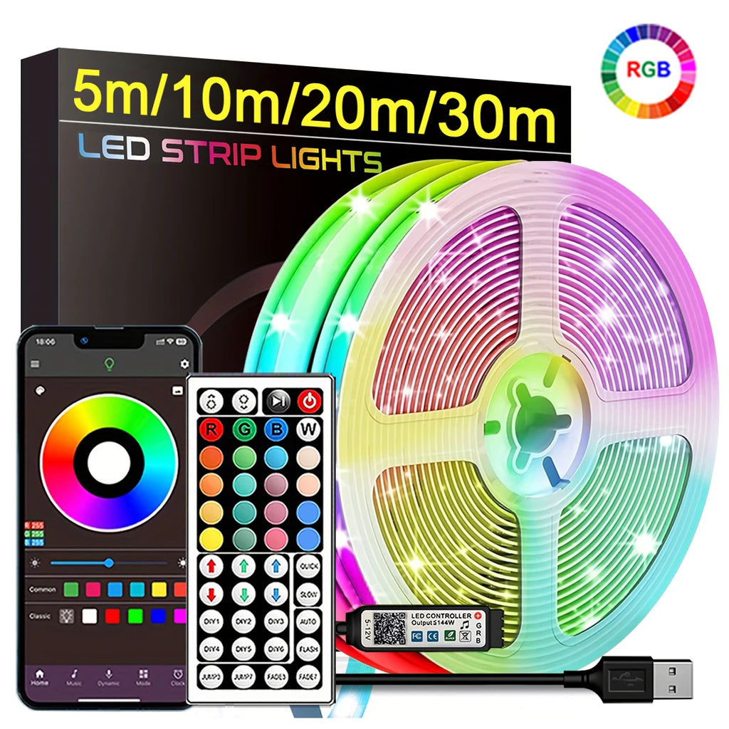 RGB LED Strip Lights 5M–30M | App-Controlled Color Changing Light for Room & Bedroom Decor