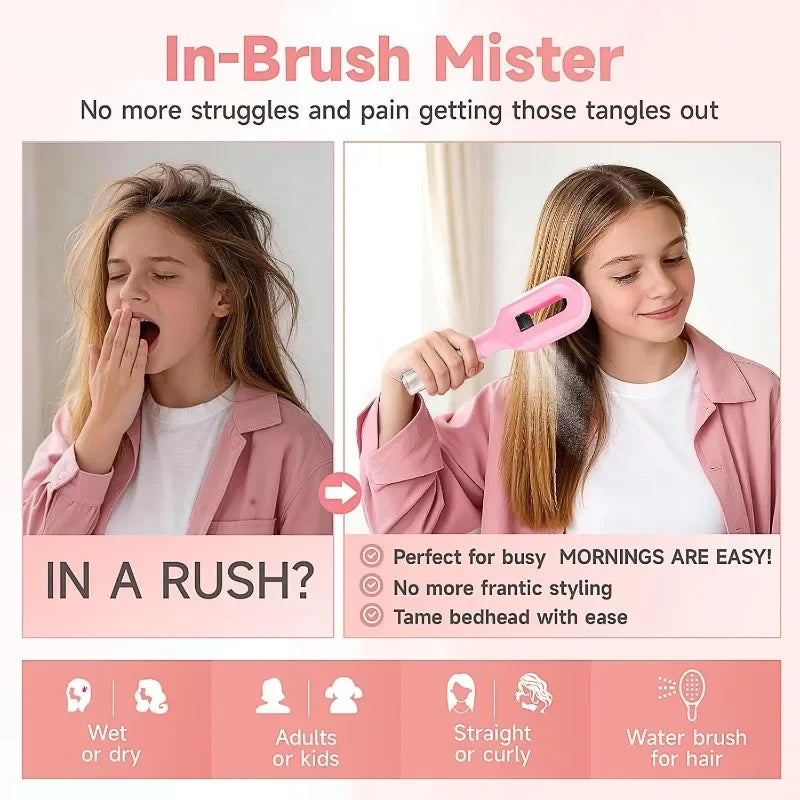 2-in-1 Spray Bottle Hair Comb – Detangling & Styling Mist Brush