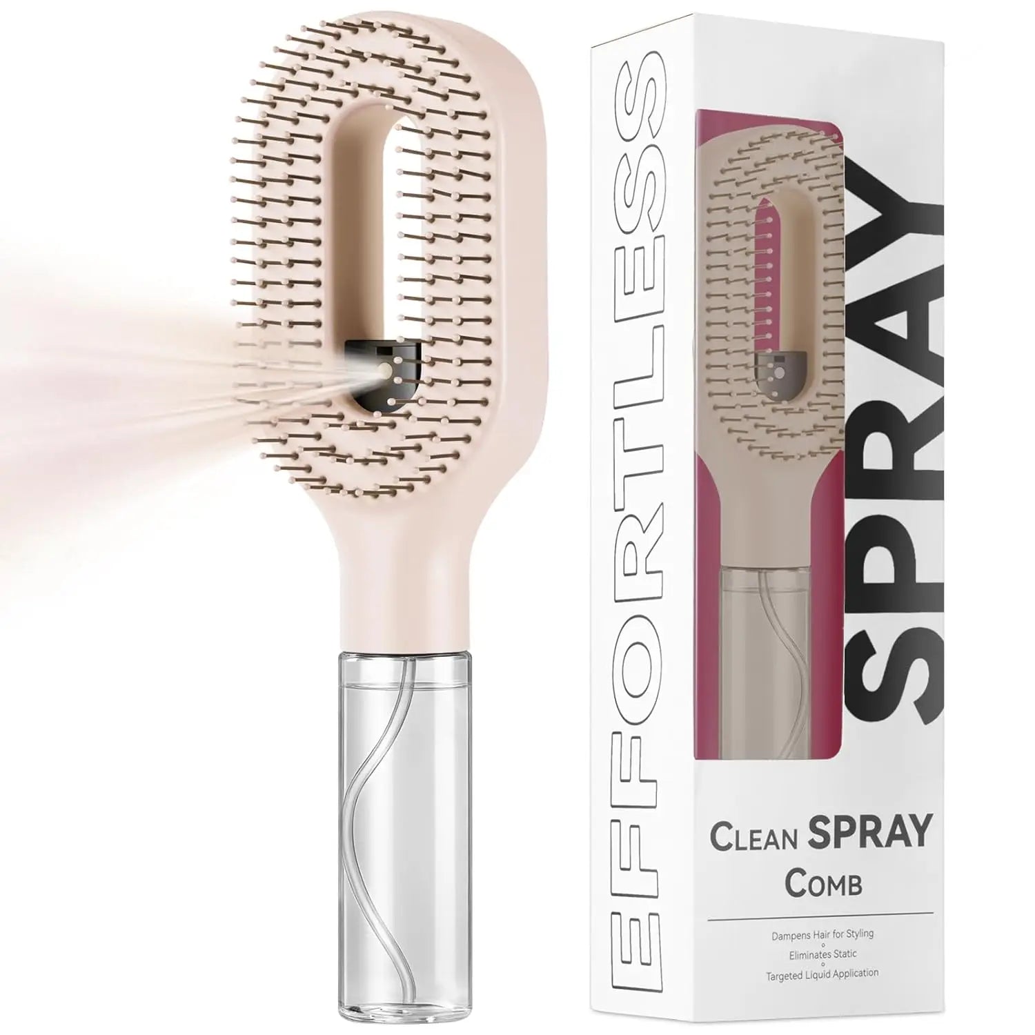 2-in-1 Spray Bottle Hair Comb – Detangling & Styling Mist Brush