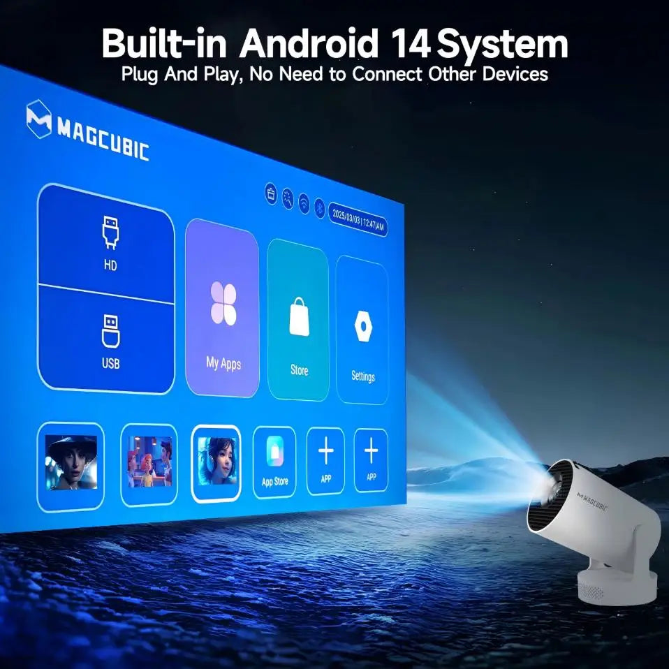 Magcubic HY300Pro+ 8K Projector | 8000 Lumens | Android 14 | WiFi 6 & BT 5.4 | Voice Control + Airmouse | Portable Cinema