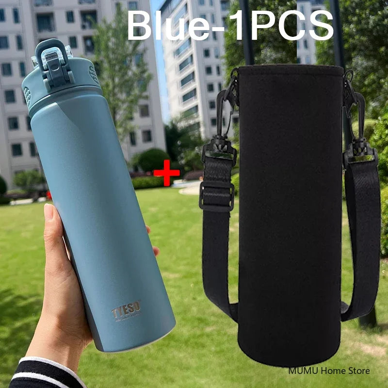 TYESO 600/750ML Thermos Bottle with Straw – Stainless Steel Car Thermal Cup | Sports Water Bottle | Keeps Cold & Hot