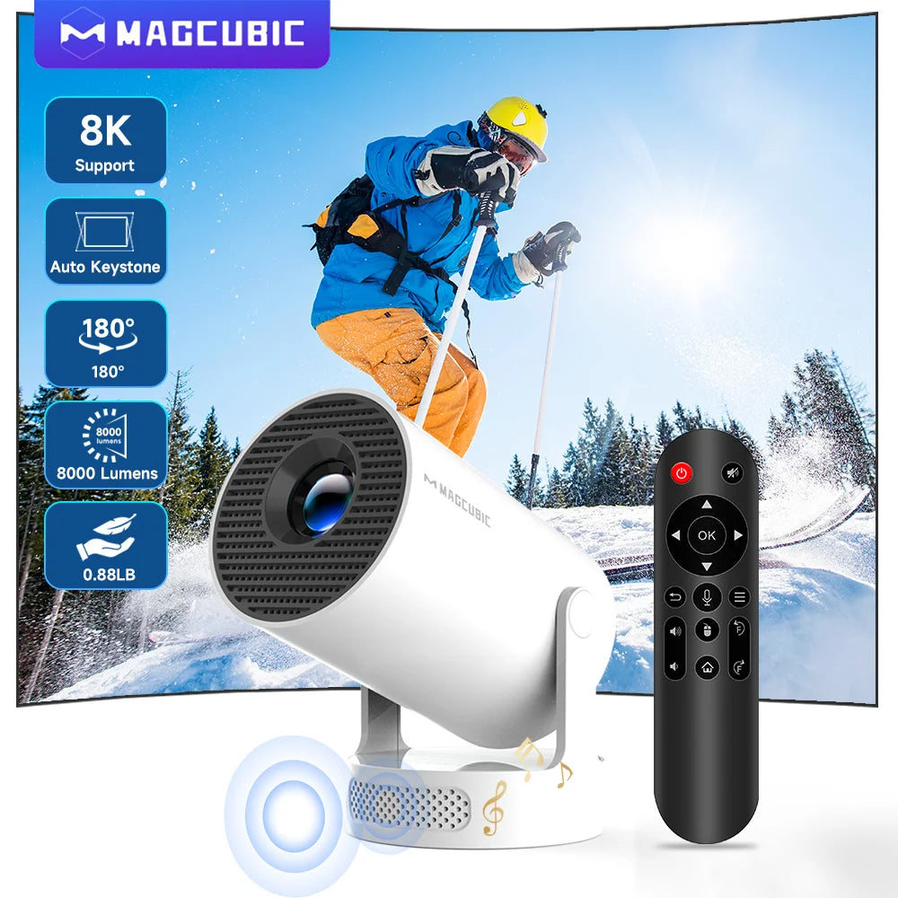 Magcubic HY300Pro+ 8K Projector | 8000 Lumens | Android 14 | WiFi 6 & BT 5.4 | Voice Control + Airmouse | Portable Cinema