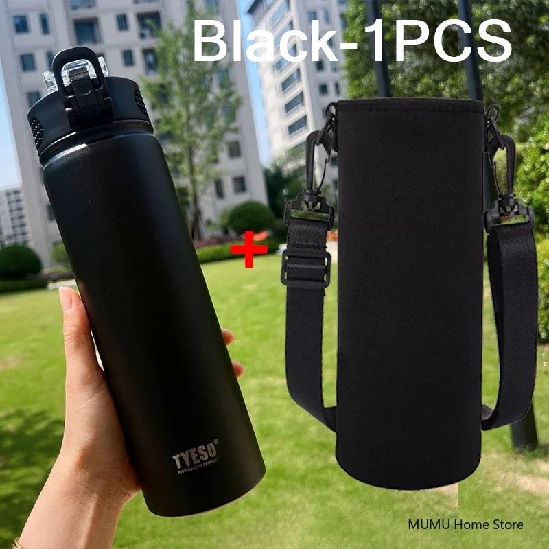 TYESO 600/750ML Thermos Bottle with Straw – Stainless Steel Car Thermal Cup | Sports Water Bottle | Keeps Cold & Hot