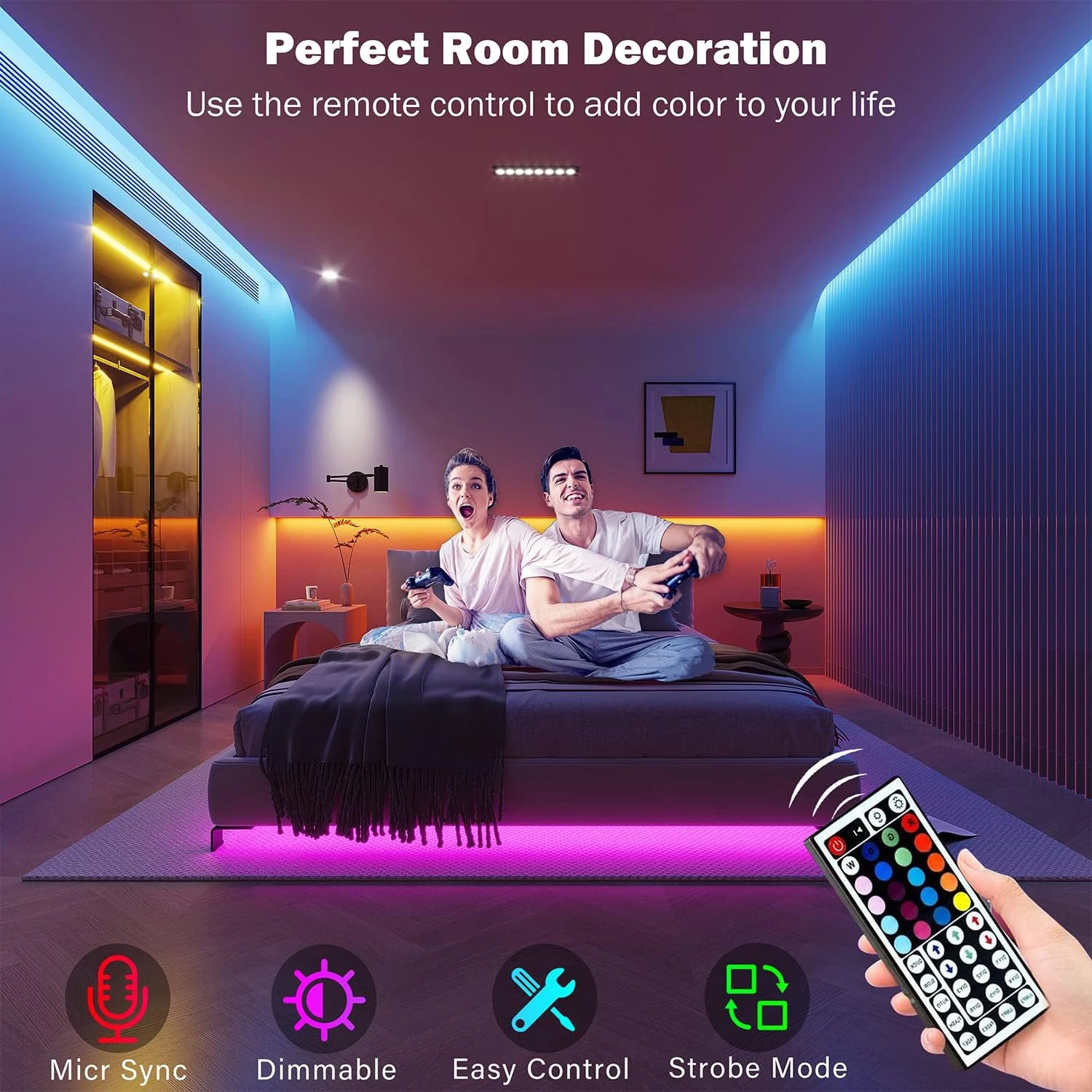 RGB LED Strip Lights 5M–30M | App-Controlled Color Changing Light for Room & Bedroom Decor
