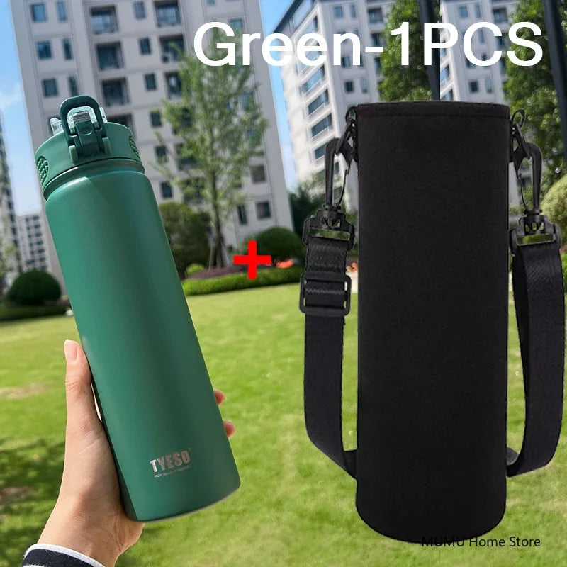 TYESO 600/750ML Thermos Bottle with Straw – Stainless Steel Car Thermal Cup | Sports Water Bottle | Keeps Cold & Hot