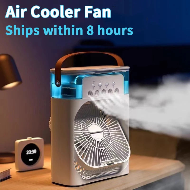 3-in-1 Portable Mini Air Cooler Fan — Cooling, Humidifier & LED Night Light | Home & Office