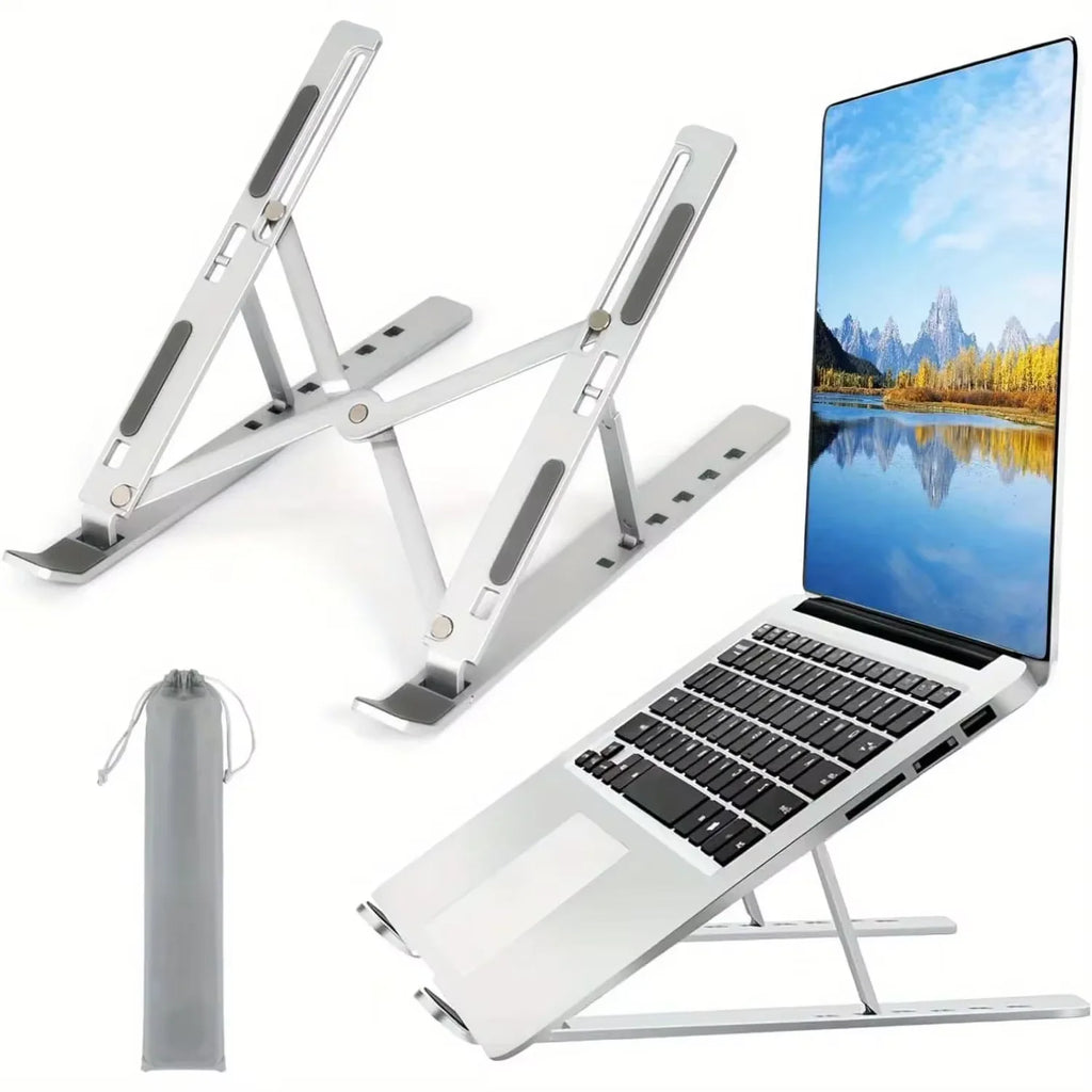 Adjustable Foldable Laptop Stand - Portable Desktop Riser for MacBook, iPad & Tablet