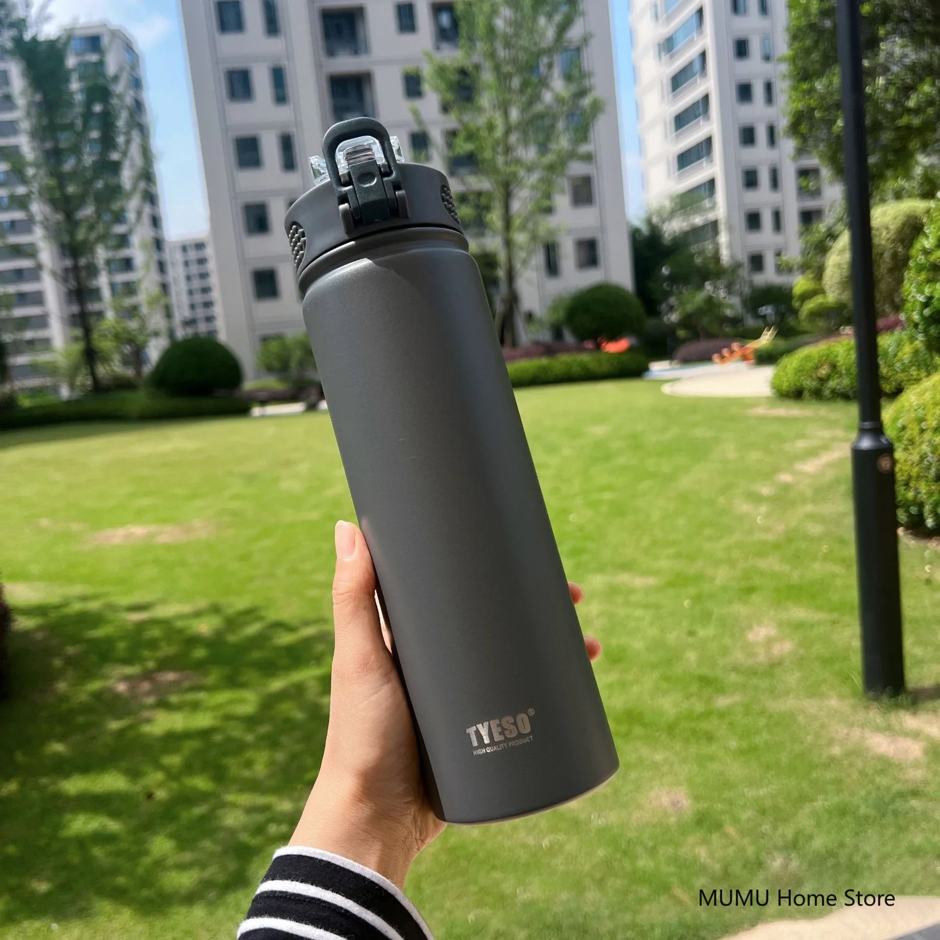TYESO 600/750ML Thermos Bottle with Straw – Stainless Steel Car Thermal Cup | Sports Water Bottle | Keeps Cold & Hot