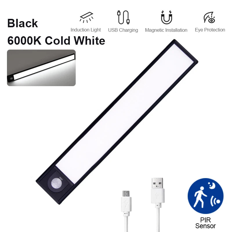 Ultra-Thin LED Cabinet Light Rechargeable Motion Sensor Lights 3 Colors Dimmable Night Lamp for Wardrobe Closet Kitchen Lighting